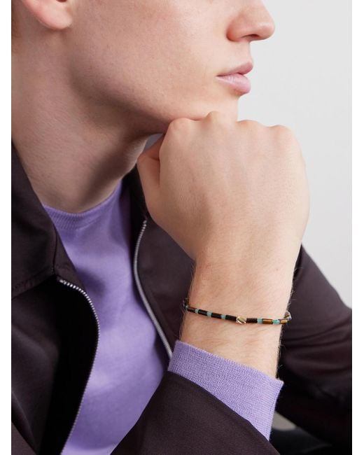 Luis Morais Natural 14-Karat Agate Beaded Bracelet for men