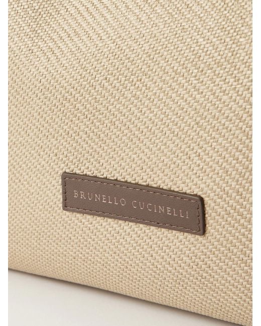Brunello Cucinelli Natural Leather-trimmed Raffia Weekend Bag for men