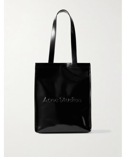 Acne Black Logo-Embossed Faux Glossed-Leather Tote Bag for men