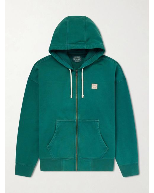 Polo Ralph Lauren Green Logo-Appliquéd Cotton-Jersey Zip-Up Hoodie for men