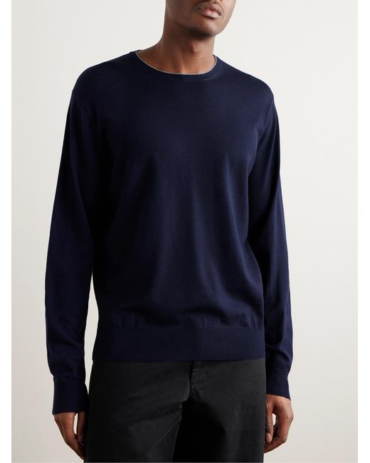 Peter Millar Blue Excursionist Flex Merino Wool-Blend Sweater for men