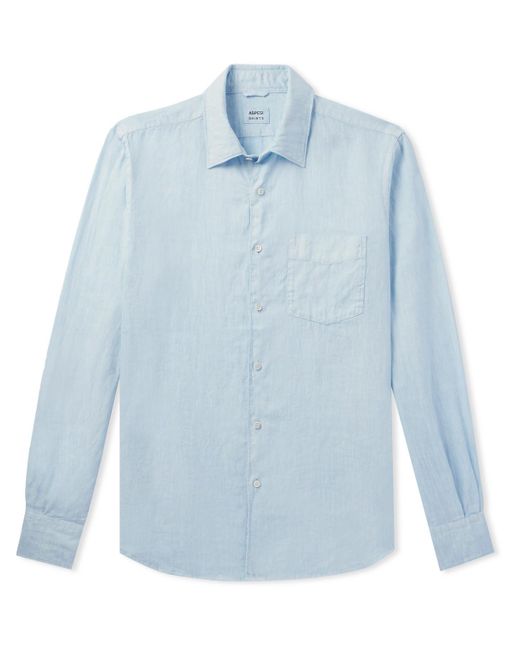 Aspesi Blue Sedici Slim-fit Cutaway-collar Linen Shirt for men