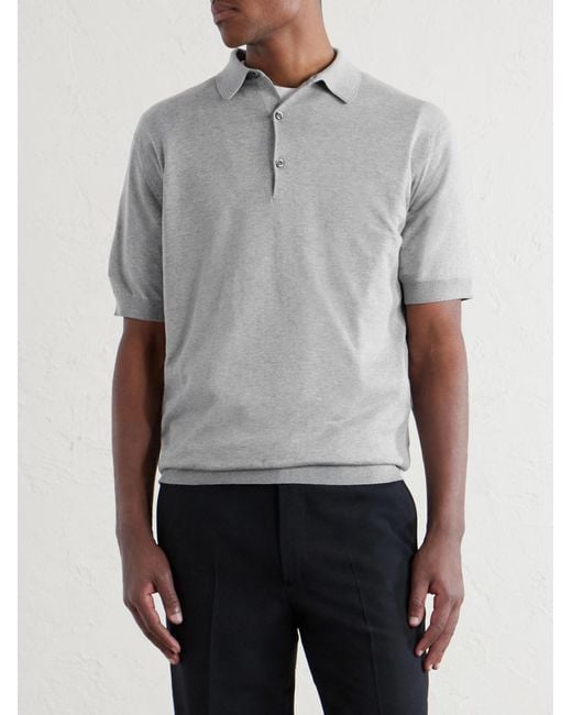 John Smedley Gray Adrian Slim-Fit Sea Island Cotton Polo Shirt for men