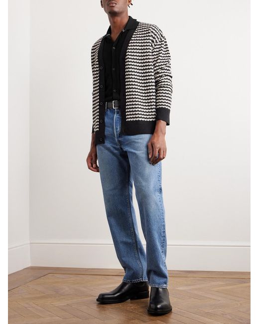 Mr P. Black Frank Merino Wool Cardigan for men
