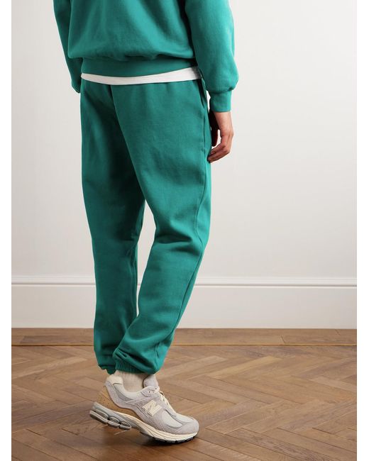 Les Tien Green Tapered Garment-Dyed Cotton-Jersey Sweatpants for men