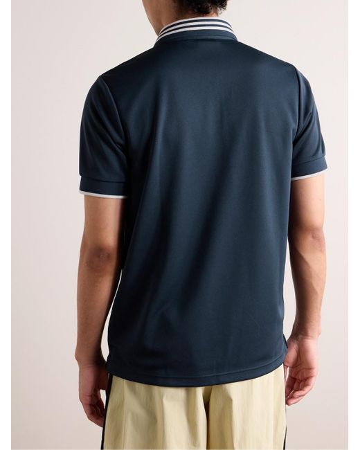 Adidas Originals Blue Striped Logo-appliquéd Jersey Polo Shirt for men