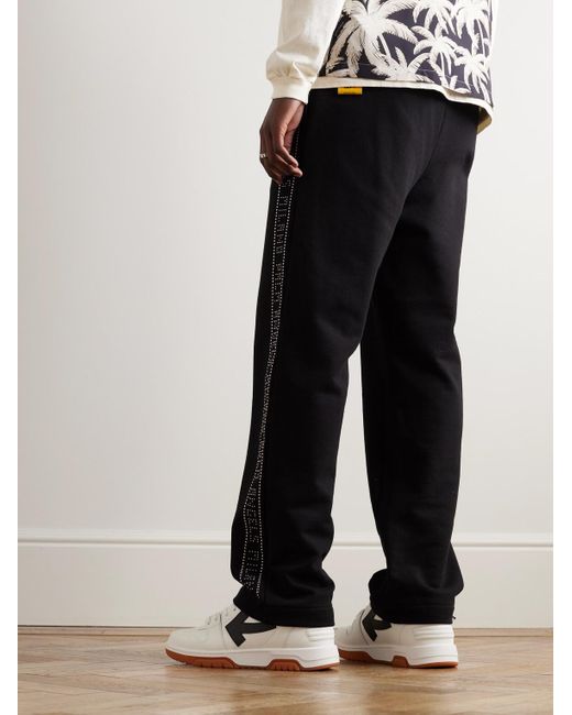 Palm Angels Black Logo-embellished Cotton-jersey Sweatpants for men