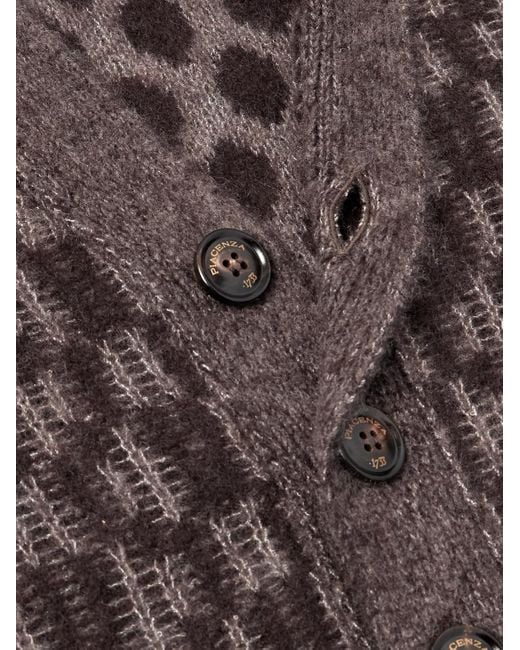 Piacenza 1733 Gray Jacquard-Knit Cashmere-Blend Cardigan for men