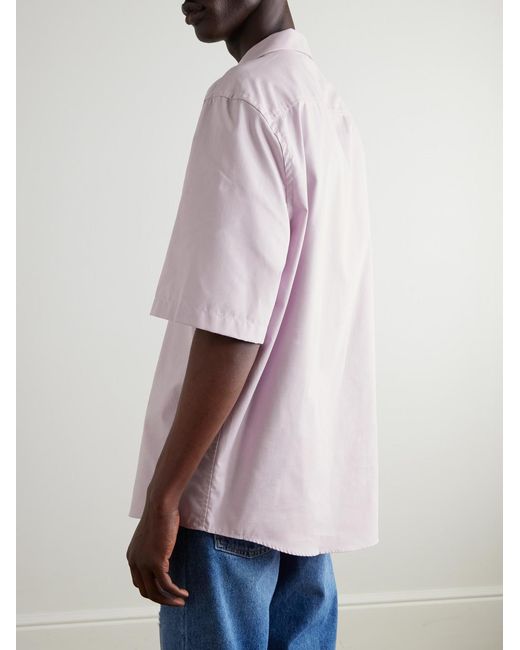 Acne Pink Solon Oversized Camp-Collar Embroidered Cotton-Piqué Shirt for men
