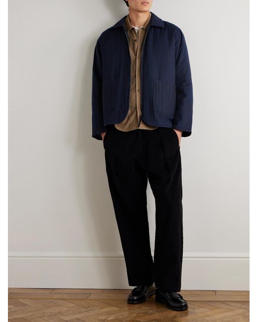 Kardo Blue Amardeep Embroidered Cotton-Herringbone Jacket for men