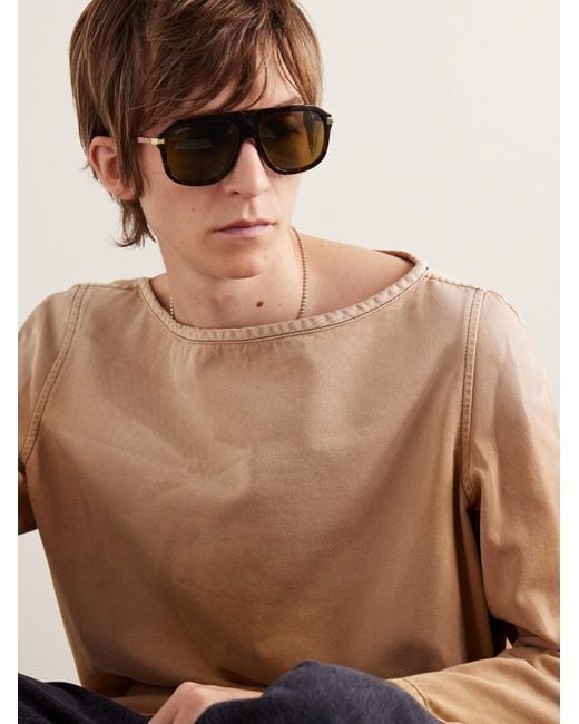 Gucci Green Aviator-style Tortoiseshell Acetate And Gold-tone Sunglasses for men