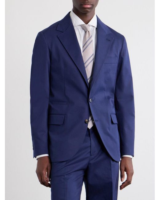 Brunello Cucinelli Blue Cotton-Blend Suit Jacket for men