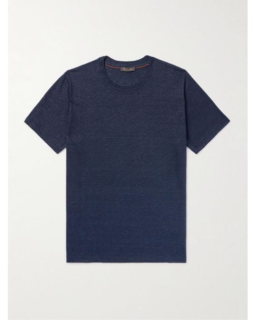Loro Piana Blue Linen T-Shirt for men
