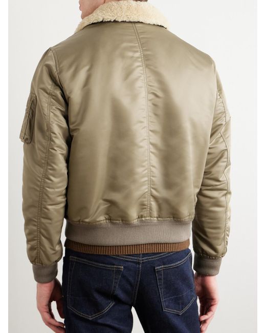 Tom Ford Natural Shearling And Leather-trimmed Padded Shell Bomber Jacket for men