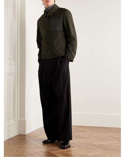 Yves Salomon Green Leather-trimmed Shell Jacket for men