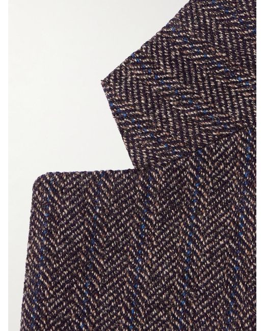 Loro Piana Black Torino Pinstripe Herringbone Cashmere-Tweed Blazer for men
