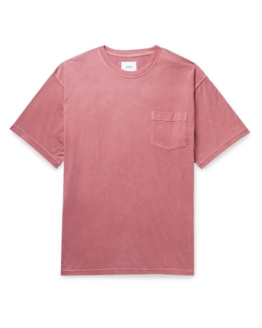 WTAPS Blank Garment-dyed Cotton-jersey T-shirt in Pink for Men - Lyst