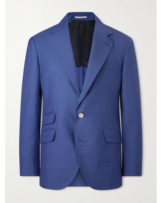 Brunello Cucinelli Blue Unstructured Virgin Wool Suit Jacket for men