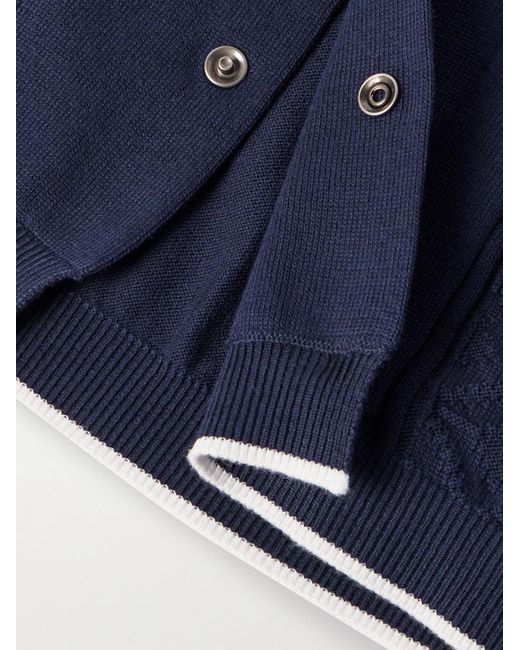 Brunello Cucinelli Blue Slim-fit Jacquard-knit Cotton Shirt for men