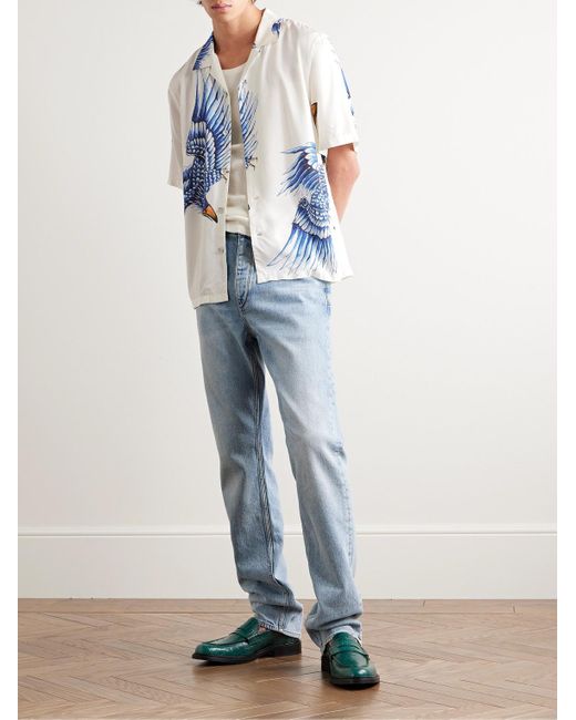 Camicia in voile stampato con colletto convertibile Avery di Rag & Bone in Blue da Uomo