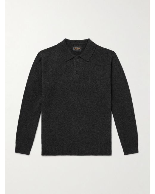 Beams Plus Black Wool Polo Shirt for men