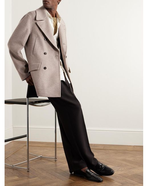 Umit Benan Wool And Cashmere blend Peacoat in Natural for Men