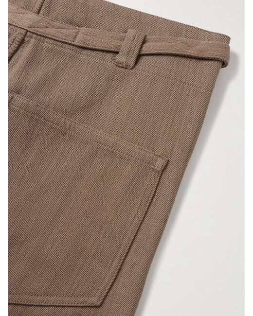 Kartik Research Natural Fauji Belted Embellished Embroidered Cotton-Twill Wide-Leg Trousers for men