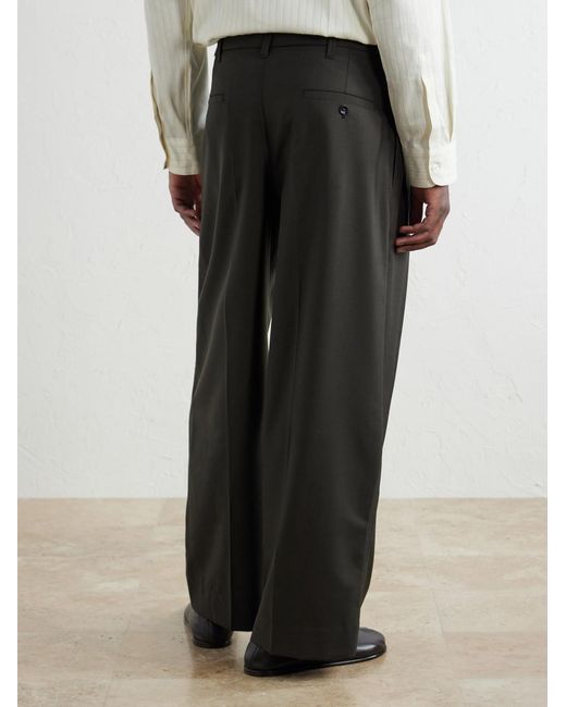 Lemaire Brown Straight-Leg Pleated Woven Trousers for men