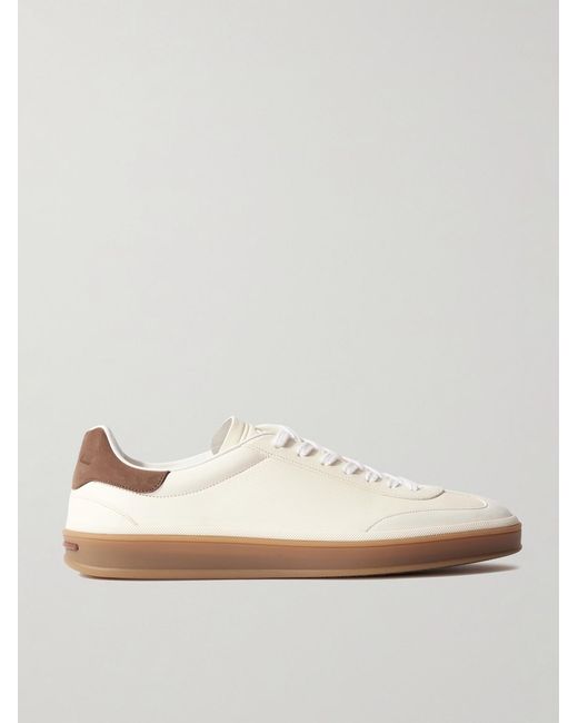 Loro Piana Natural Tennis Walk Suede-Trimmed Leather Sneakers for men