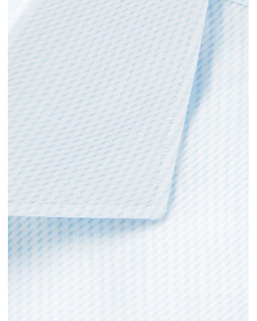 Camicia in misto cotone e lino jacquard di Canali in Blue da Uomo