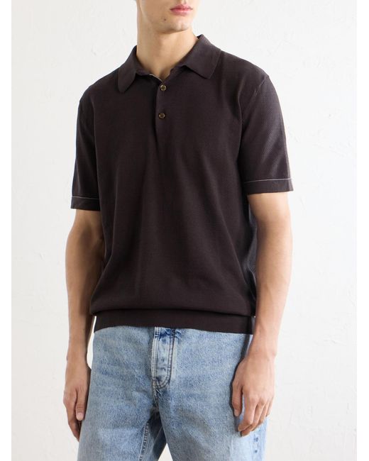 Brioni Black Cotton-Piqué Polo Shirt for men
