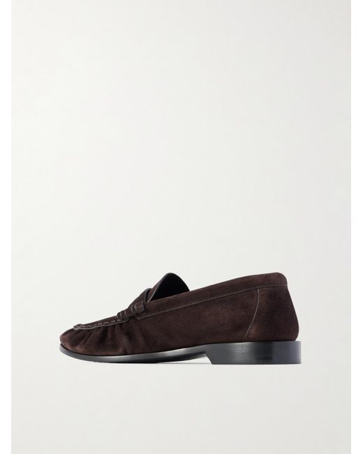Saint Laurent White Le Loafer Monogram Logo-appliquéd Suede Penny Loafers for men
