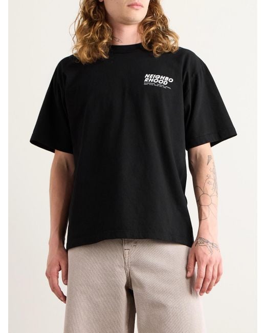 T-shirt in jersey di cotone con logo di Neighborhood in Black da Uomo