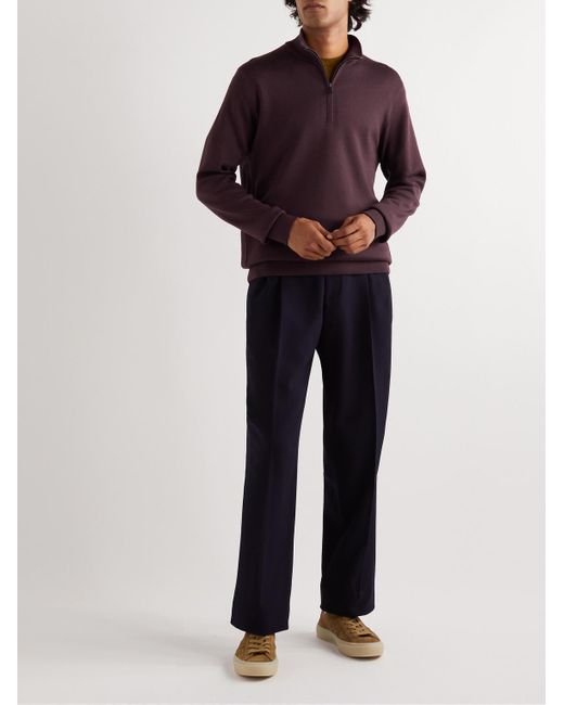 Loro Piana Purple Roadster Cashmere, Virgin Wool And Silk-blend Half-zip Sweater for men