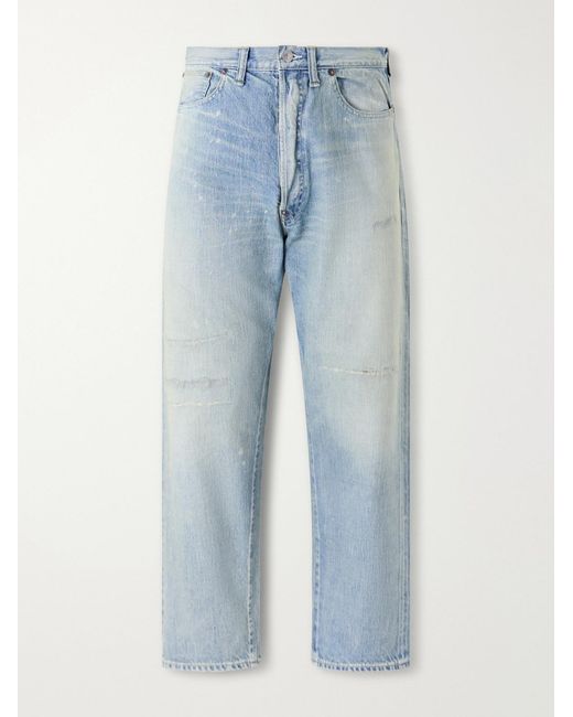 A.PRESSE Blue No. 37 Wide-leg Distressed Jeans for men