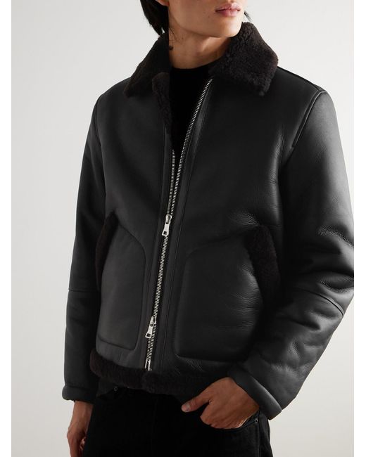 Mr P. Black Shearling Jacket for men