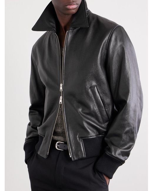 AMI Black Leather Jacket for men