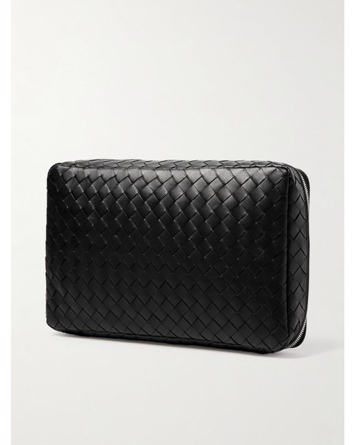 Bottega Veneta Black Intrecciato Leather Shirt Holder for men