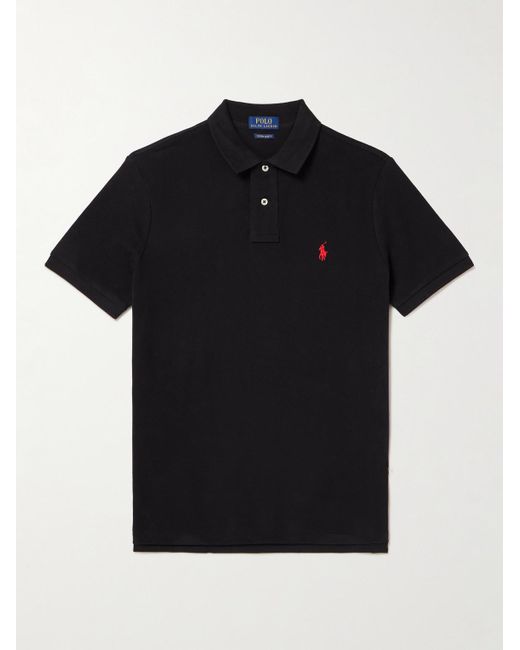 Polo Ralph Lauren Black Slim-Fit Cotton-Piqué Polo Shirt for men