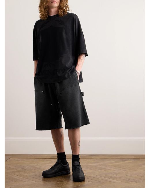 Givenchy Black Wide-leg Frayed Cotton-jersey Shorts for men