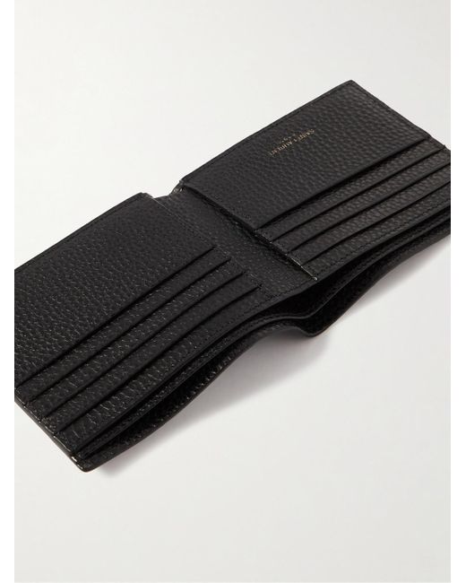 Saint Laurent Black Tiny Cassandre Logo-appliquéd Full-grain Leather Billfold Wallet for men