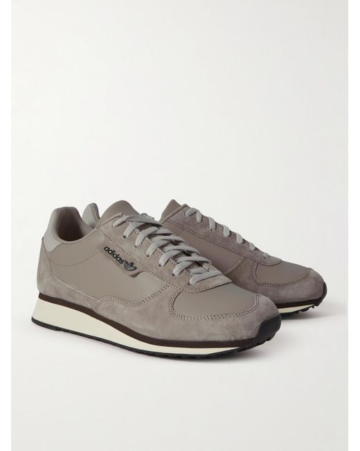 Adidas Originals Gray Lawkholme Spzl Leather And Suede Sneakers for men