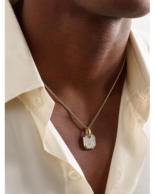 David Yurman Black Octagonal Amulet 18-karat Gold Diamond Pendant for men