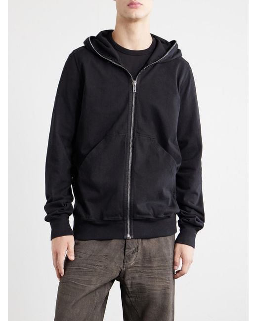 Rick Owens Blue Gimp Cotton-Jersey Zip-Up Hoodie for men
