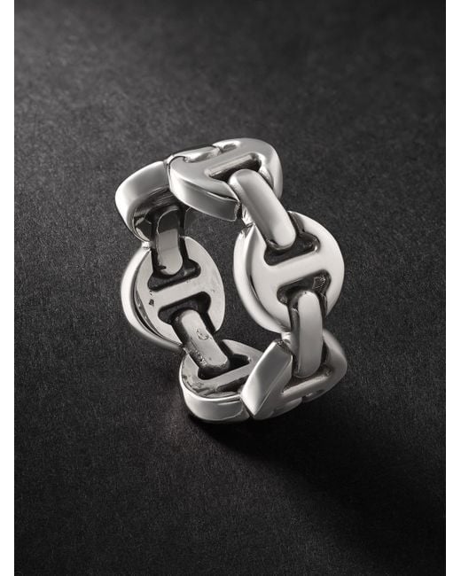 Hoorsenbuhs Black Tri-Link Sterling Ring for men
