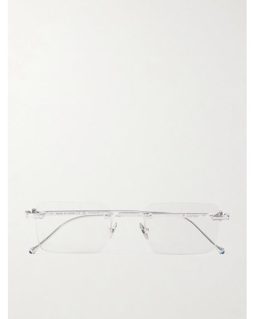 Cartier Natural Pasha De Cartier Rectangular-Frame Rimless-Tone Optical Glasses for men