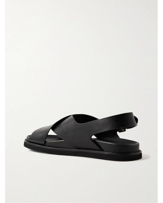 Polo Ralph Lauren Black Zane Oiled-Leather Sandals for men