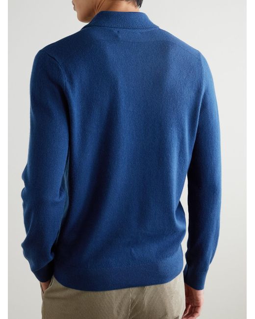 Mr P. Blue Wool And Cashmere-blend Polo Shirt for men
