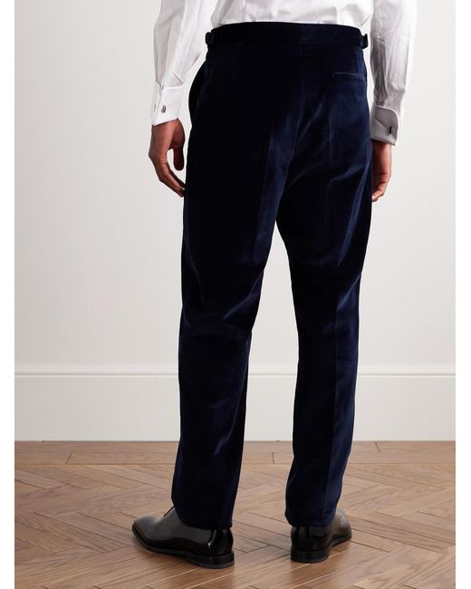 Richard James Blue Chapman Straight-Leg Cotton-Velour Trousers for men
