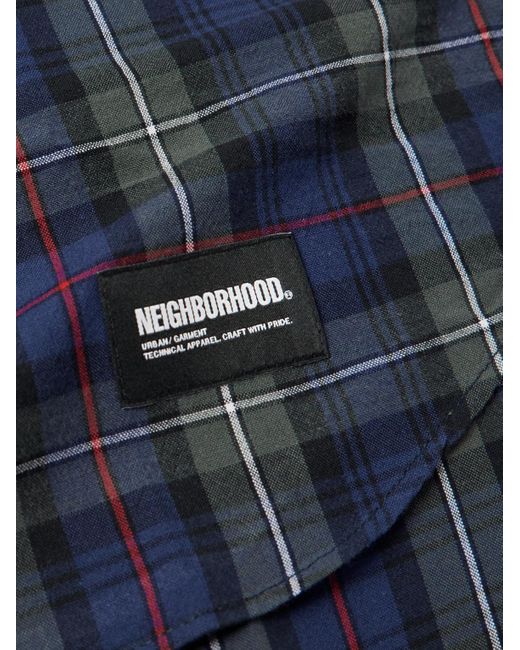 Neighborhood Blue Logo-appliquéd Checked Cotton Shirt for men